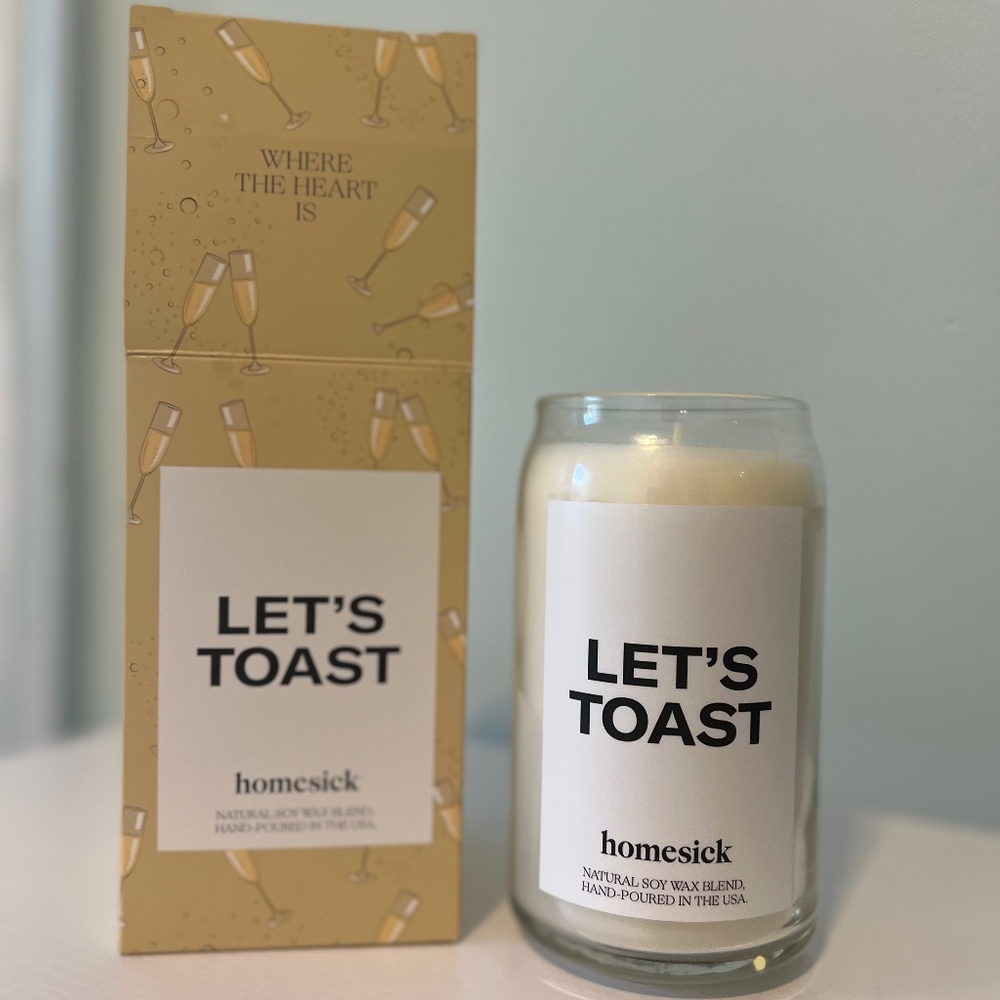 New in Box Homesick Candle in Let’s Toast Scent